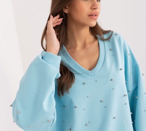 Jasnoniebieska damska bluza oversize bez kaptura