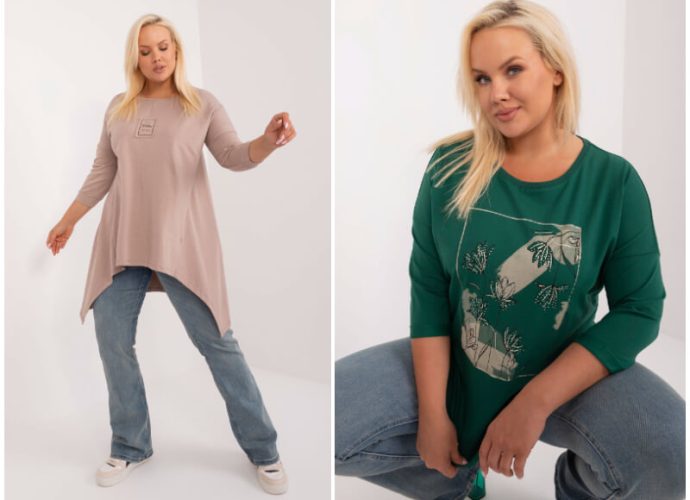 Modne duze rozmiary bluzek damskich z kolekcji plus size w hurtowni.